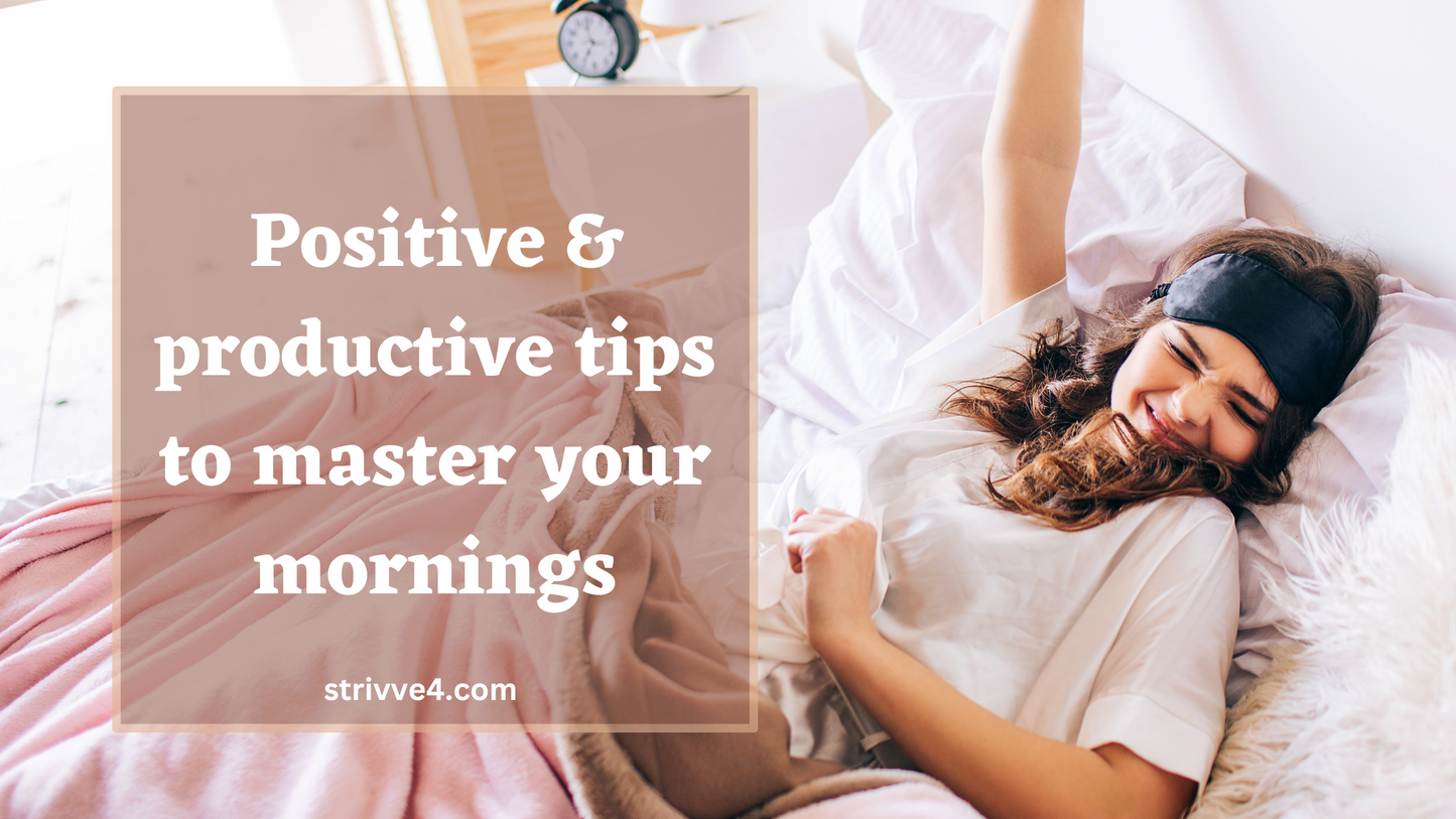 Woman waking up in bed smiling with a positive mind strivve4 active wear